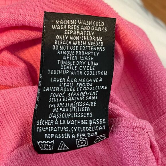 Pebble Beach Performance Golf Polo Shirt Bright Pink Grid Pattern Short Sleeve L - Picture 8 of 9